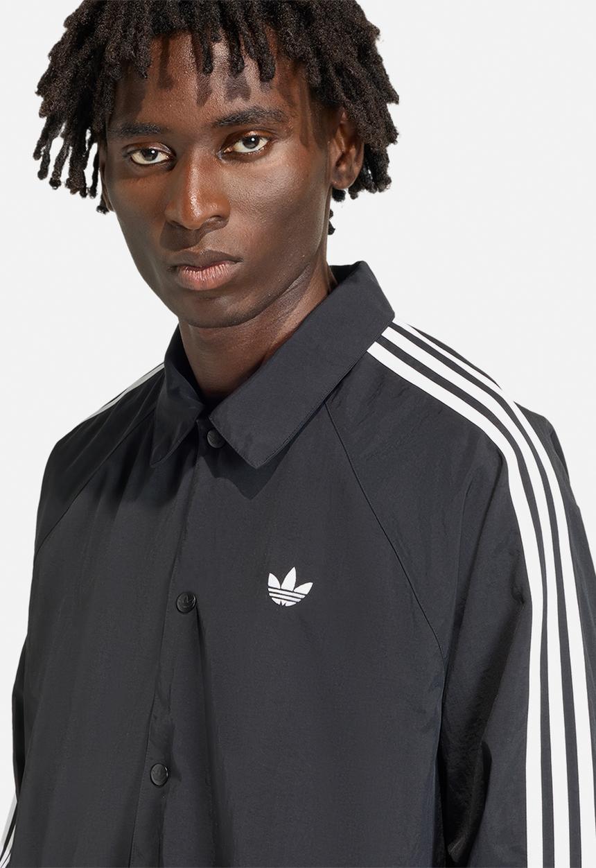 adidas Originals - Black 3-STRIPES Coach Jacket - Black/Wht