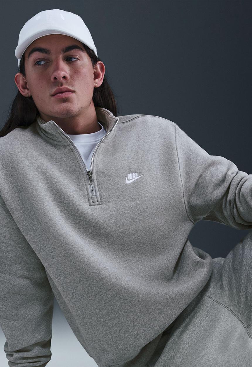 Nike - NSW Club 1/2-Zip Fleece Top - Grey