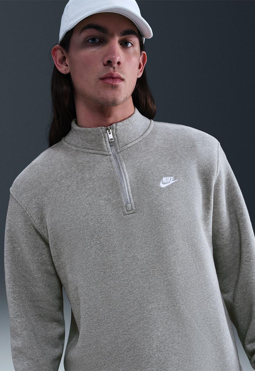 Nike - NSW Club 1/2-Zip Fleece Top - Grey