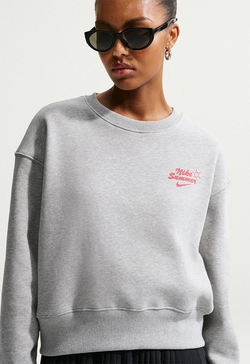Nike - W Nsw Nvlty Phnx Flc Os Crew - Dk Grey Heather