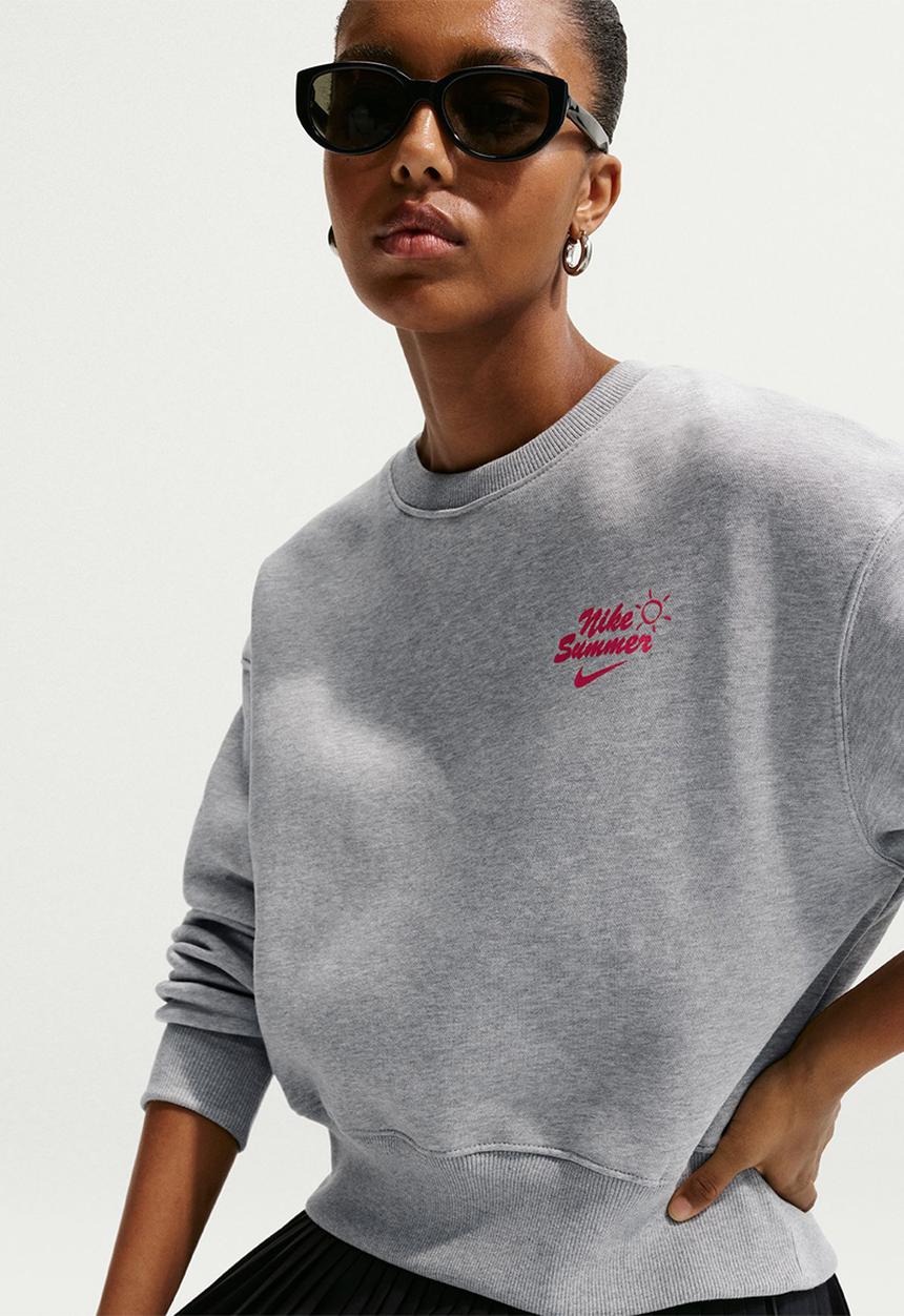 Nike - W Nsw Nvlty Phnx Flc Os Crew - Dk Grey Heather