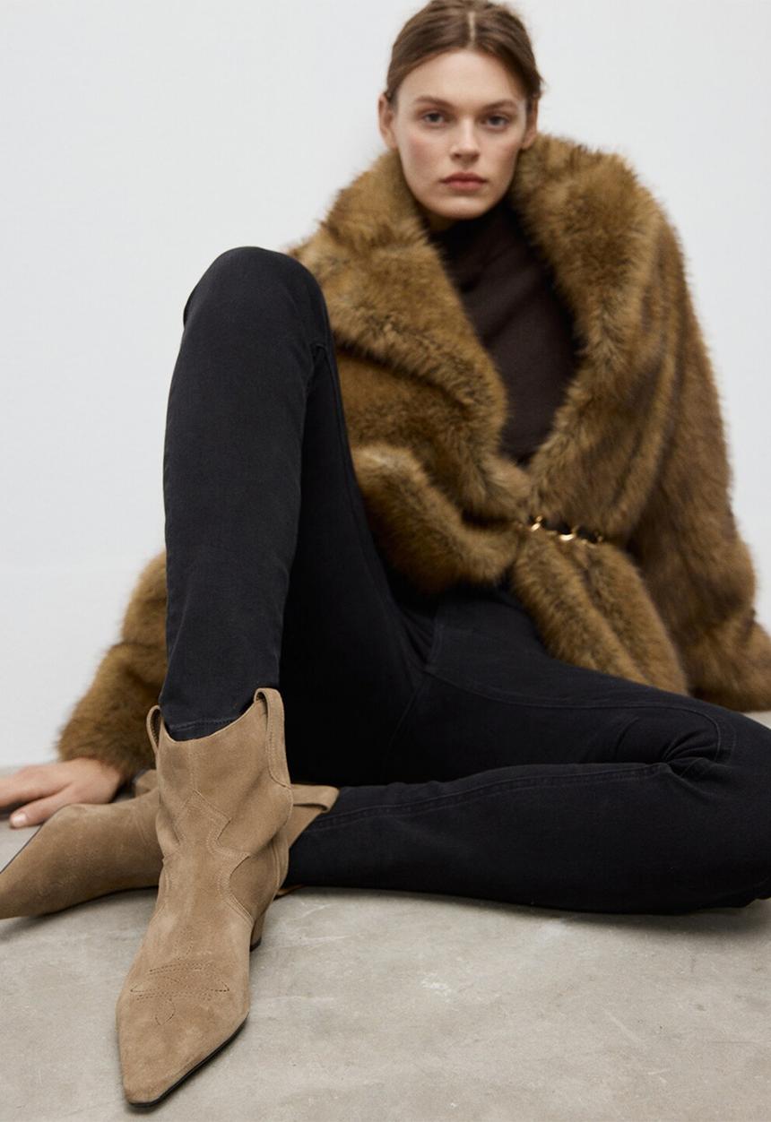 MANGO - Lucia suede western ankle boot - light/pastel brown