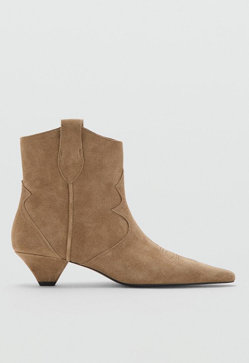 MANGO - Lucia suede western ankle boot - light/pastel brown