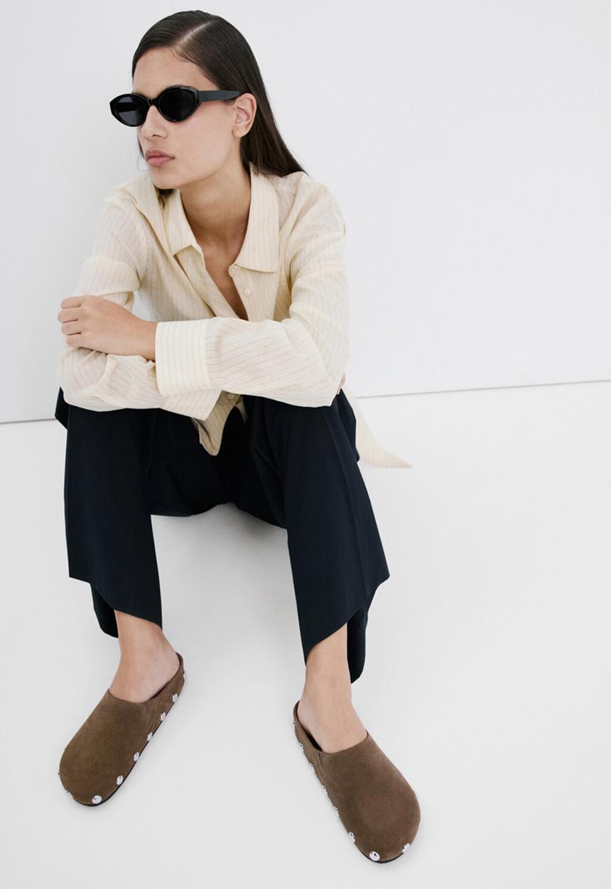 MANGO - Clog suede mule - light/pastel brown