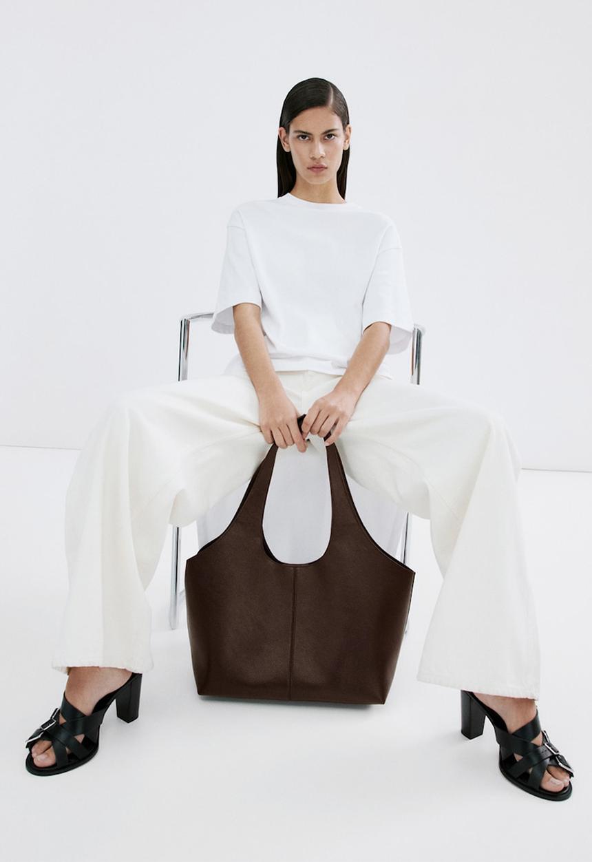MANGO - Candance tote bag-dark brown