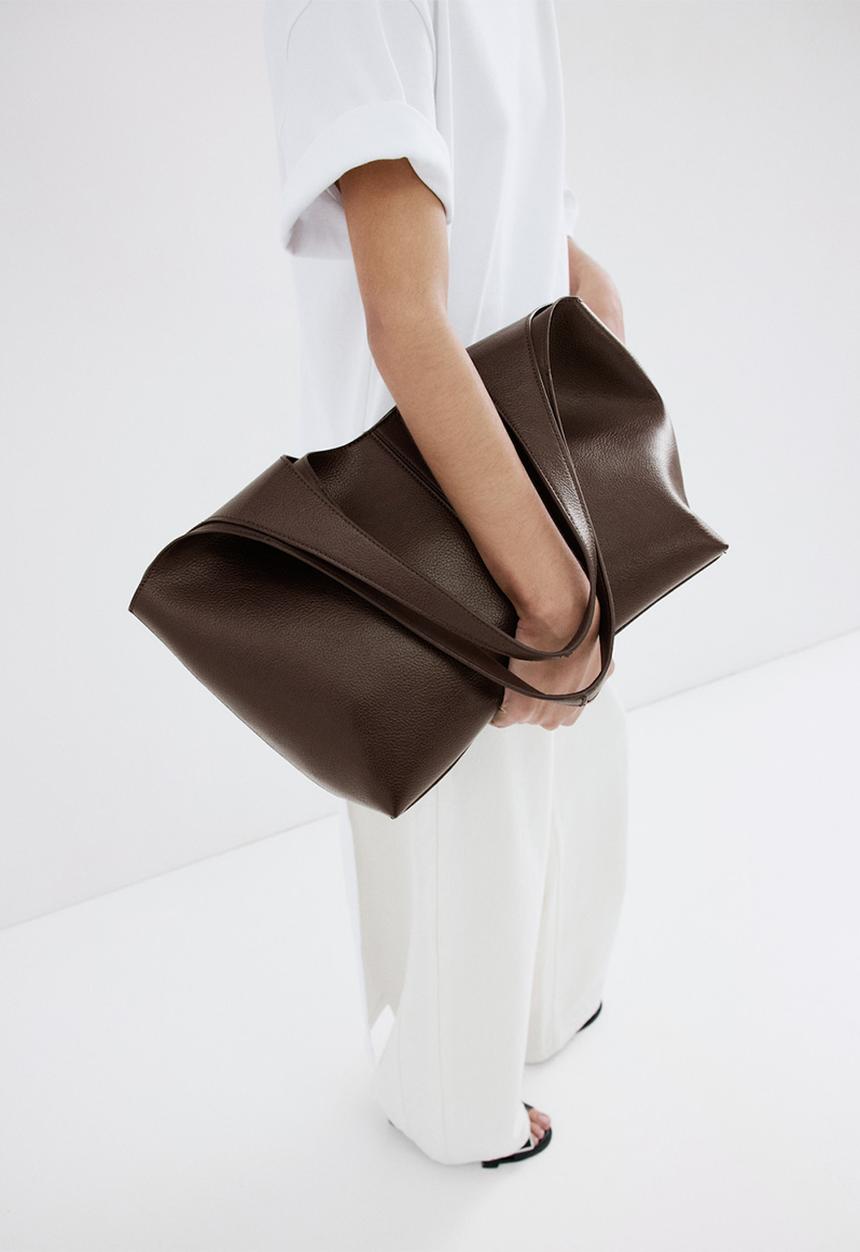 MANGO - Candance tote bag-dark brown