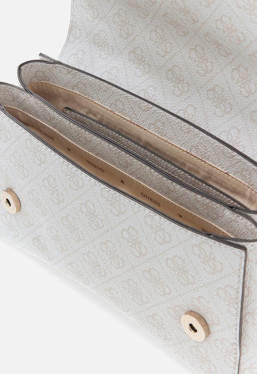 GUESS - Leona Logo Convrtbl Crossbody Flap Bag - Bone Logo