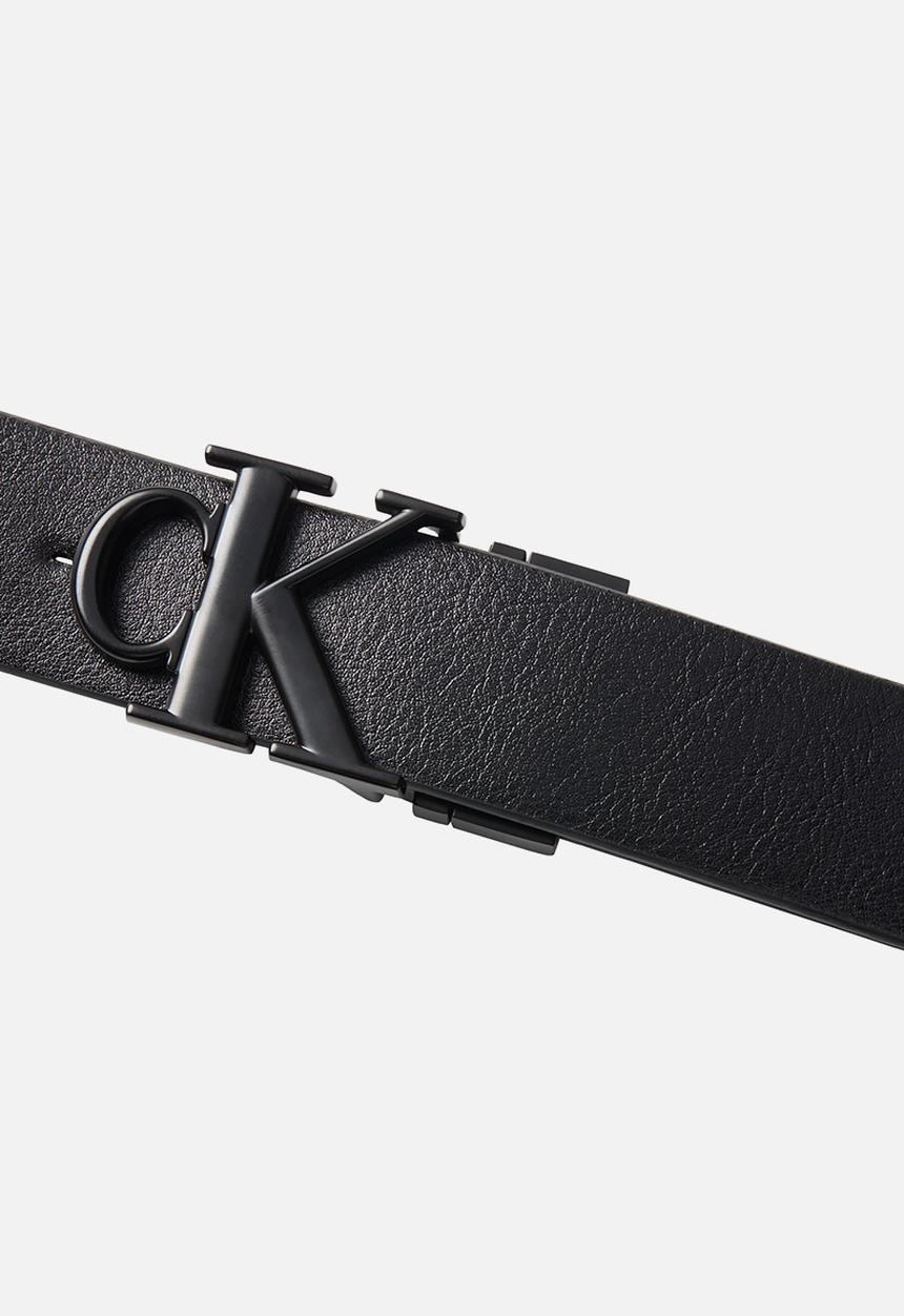 Calvin Klein - Ck Buckle Tumbled 35Mm Adj/Rev - Black/Black/Matte Black
