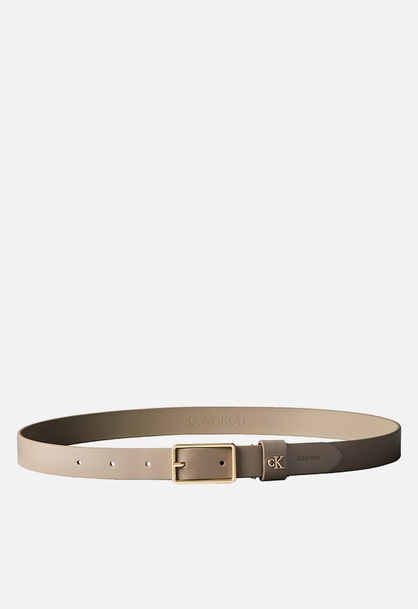 Calvin Klein - Square buckle ck loop 25mm belt- desert taupe