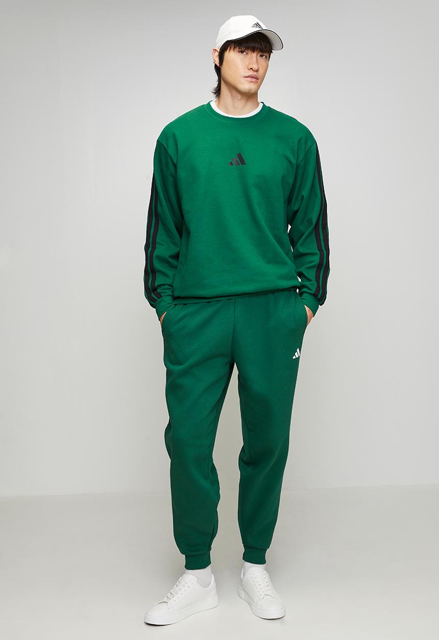 adidas Performance - 3Stripe FL Crew Sweatshirt  - College GREEN