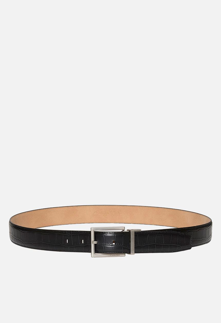 Calvin Klein - Square Buckle Croc 32Mm Adj - Black / Brushed Nickel