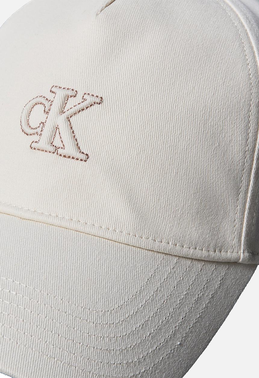 Calvin Klein - Monogram lurex embroidery cap- white greige