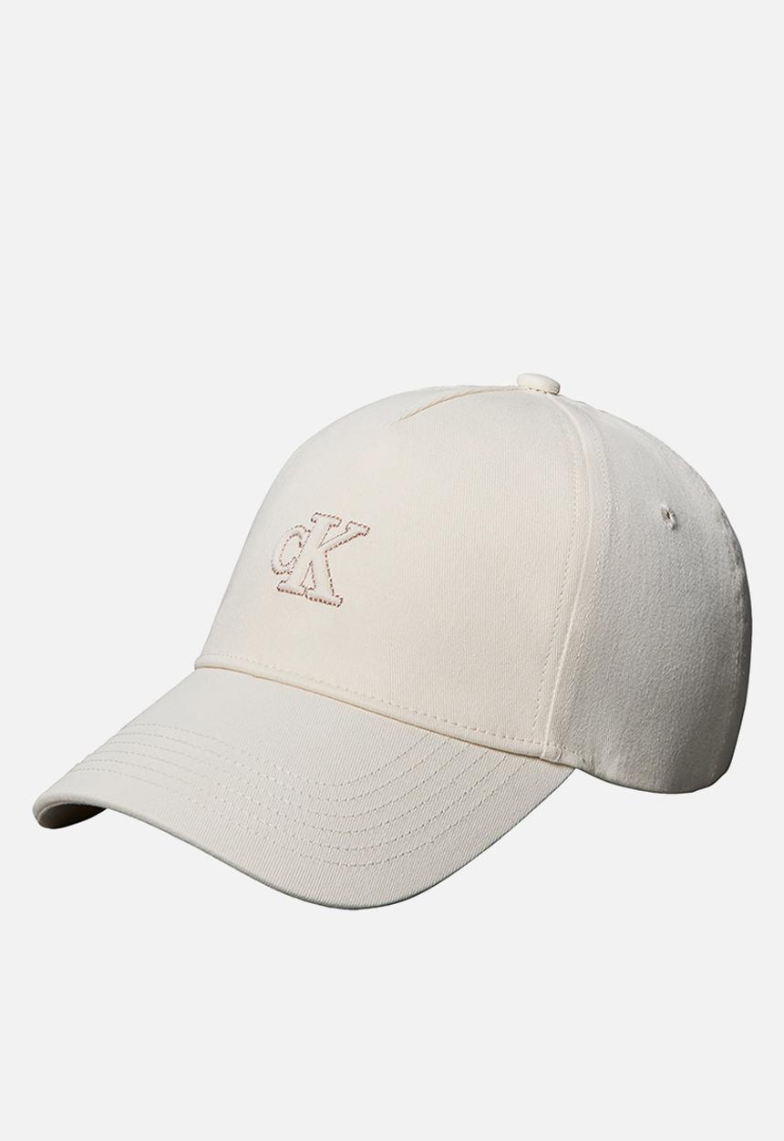 Calvin Klein - Monogram lurex embroidery cap- white greige