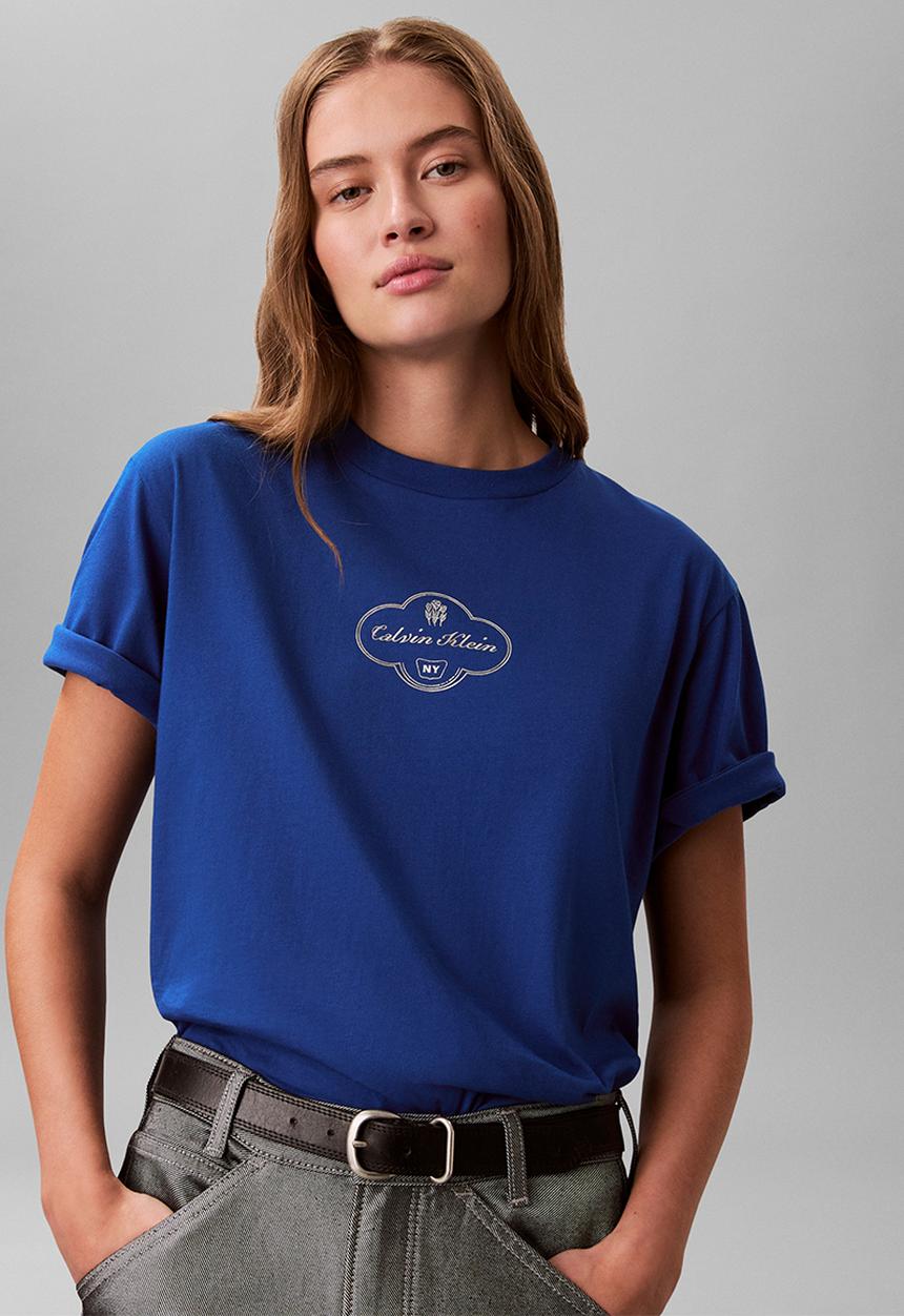 Calvin Klein - Short sleeve boxy coctail logo tee - admiral blue