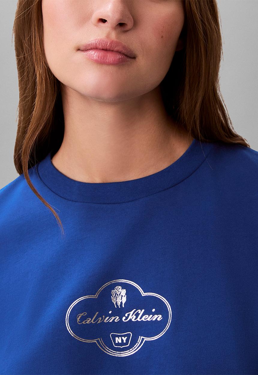 Calvin Klein - Short sleeve boxy coctail logo tee - admiral blue