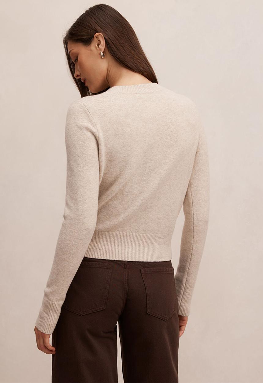 Forever New - May Crew Neck Cardigan In Soft Oatmeal
