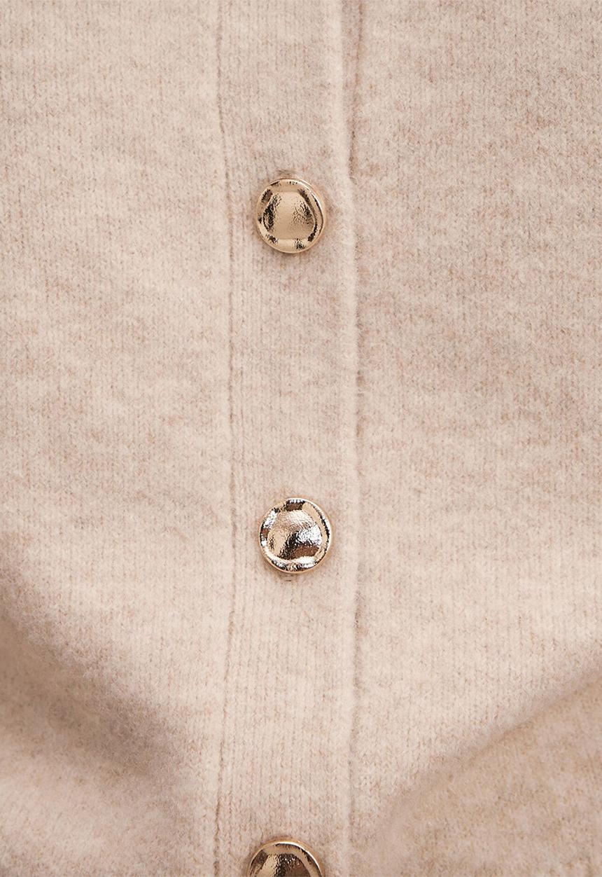 Forever New - May Crew Neck Cardigan In Soft Oatmeal
