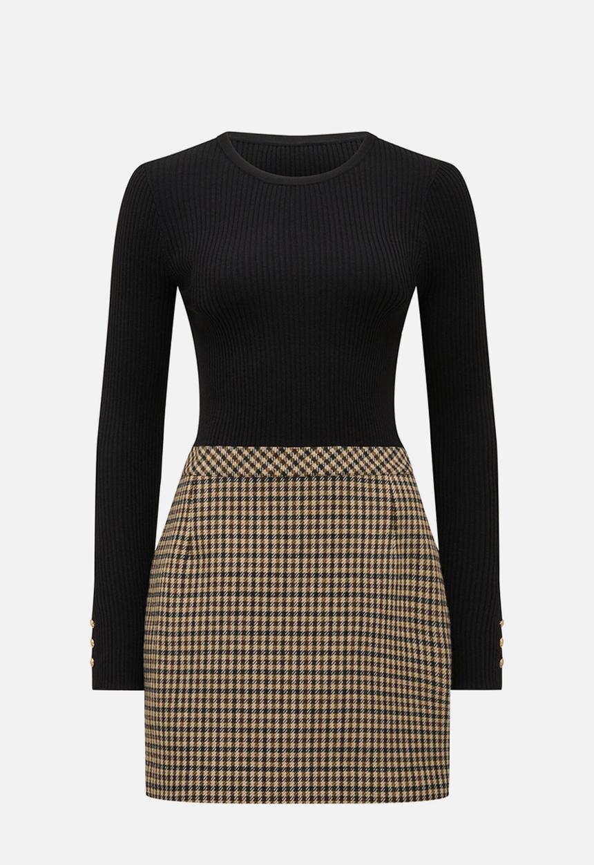 Forever New - Aisha 2 in 1 knit mini dress in black