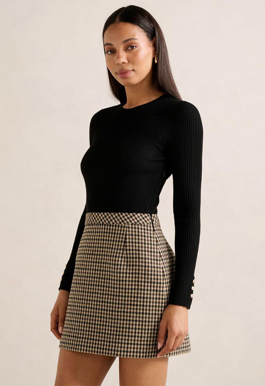 Forever New - Aisha 2 in 1 knit mini dress in black