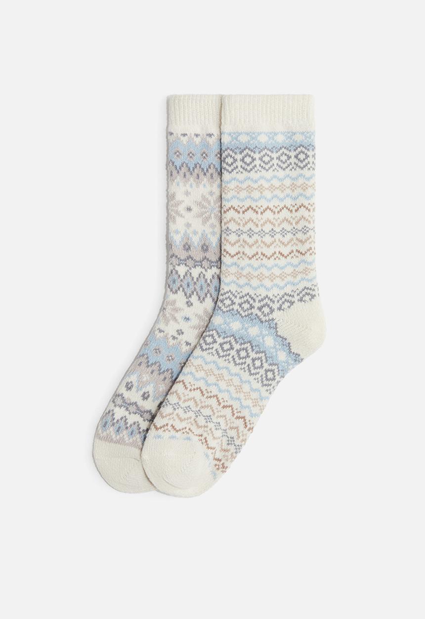H&M - 2-pack socks - cream/blue patterned