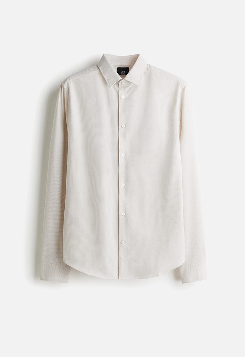 H&M - Slim fit easy-iron shirt - light beige