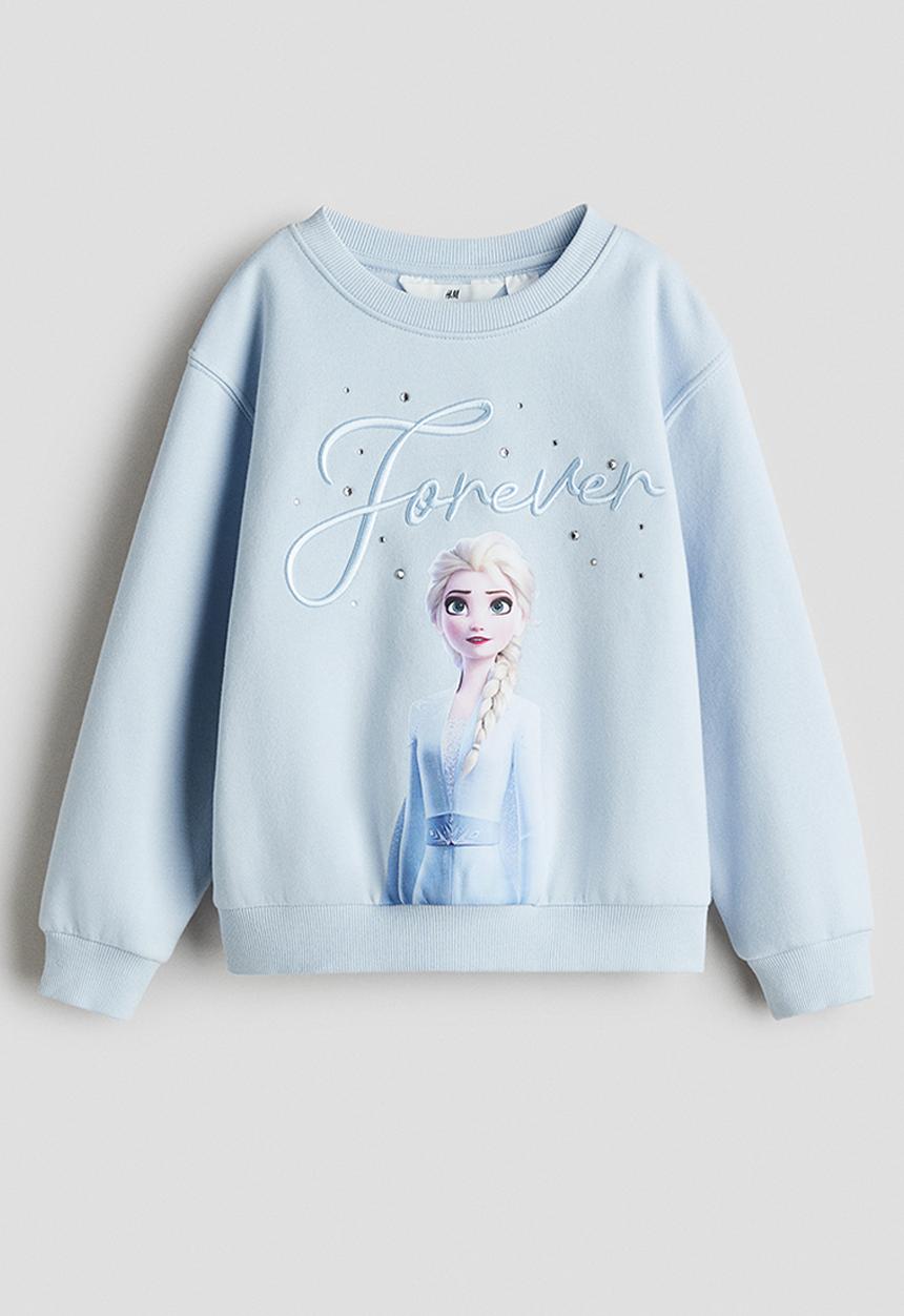 H&M - Motif-detail sweatshirt - light blue/frozen