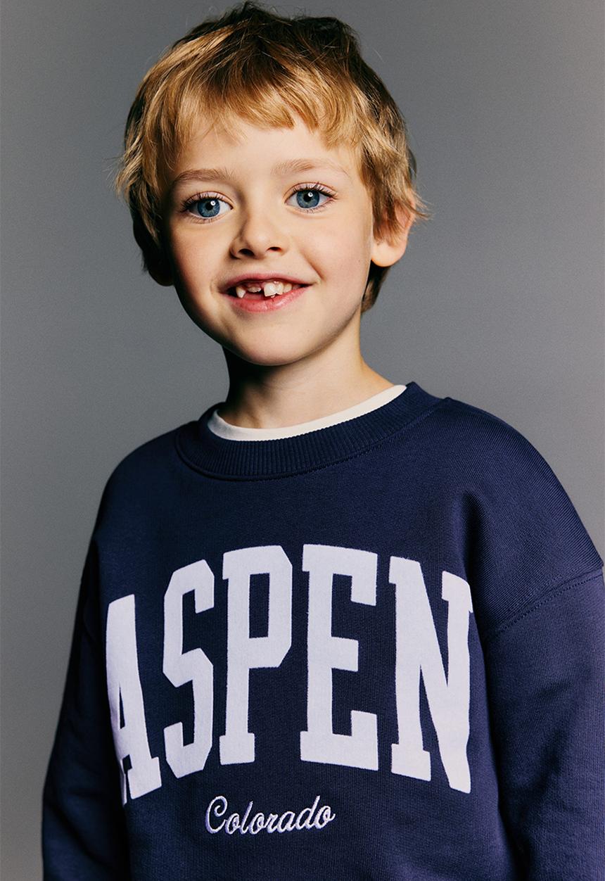 H&M - Printed crew-neck sweatshirt - navy blue/aspen
