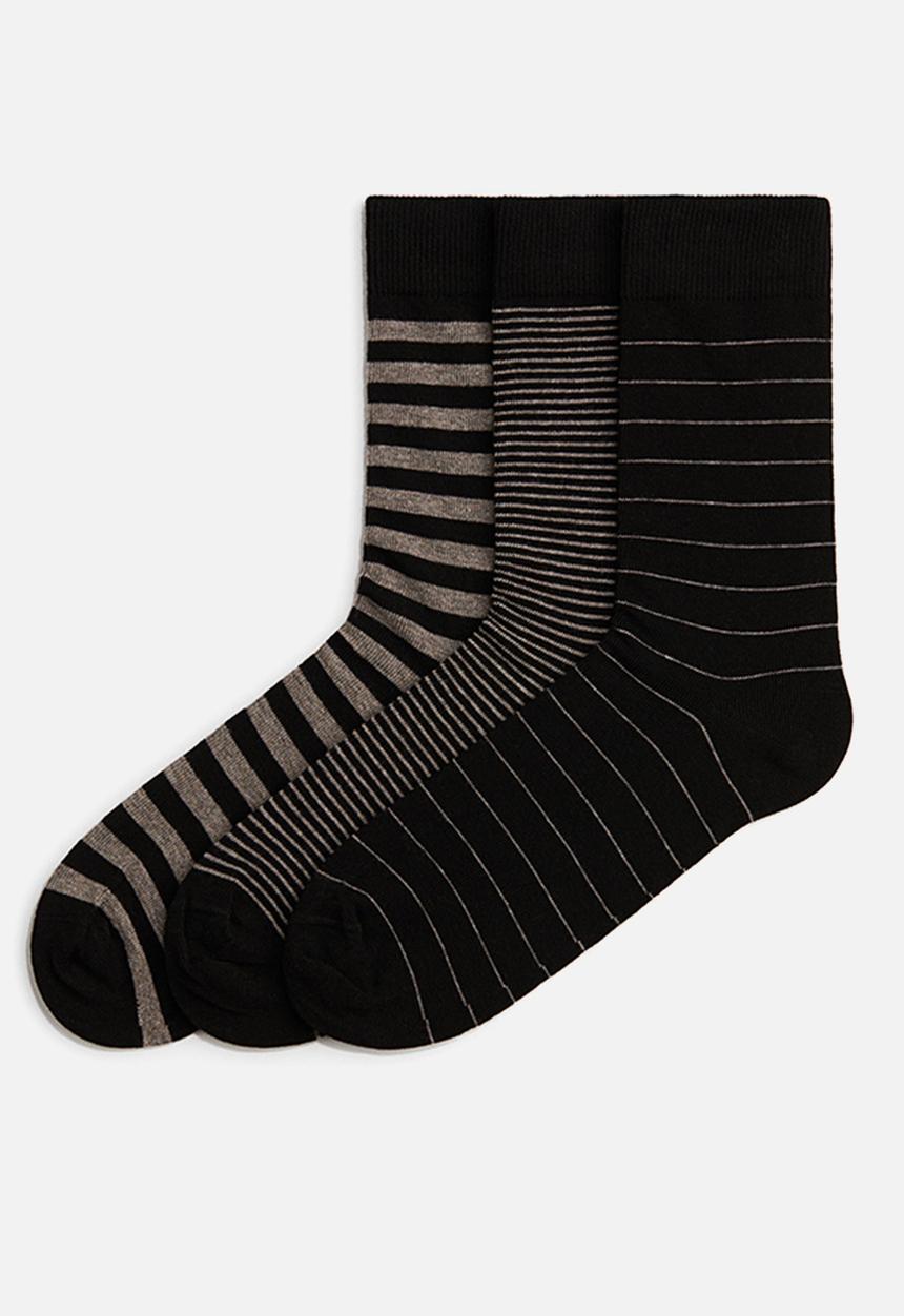 H&M - 3-pack socks - black/beige striped