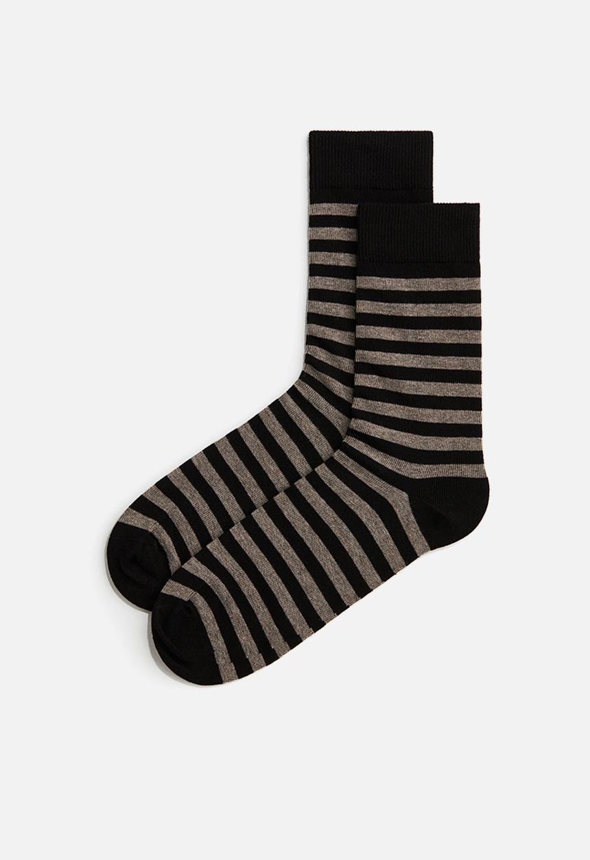H&M - 3-pack socks - black/beige striped