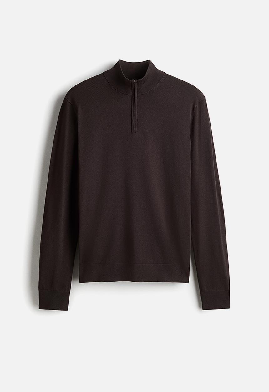 H&M - Regular fit zip-top jumper - dark brown