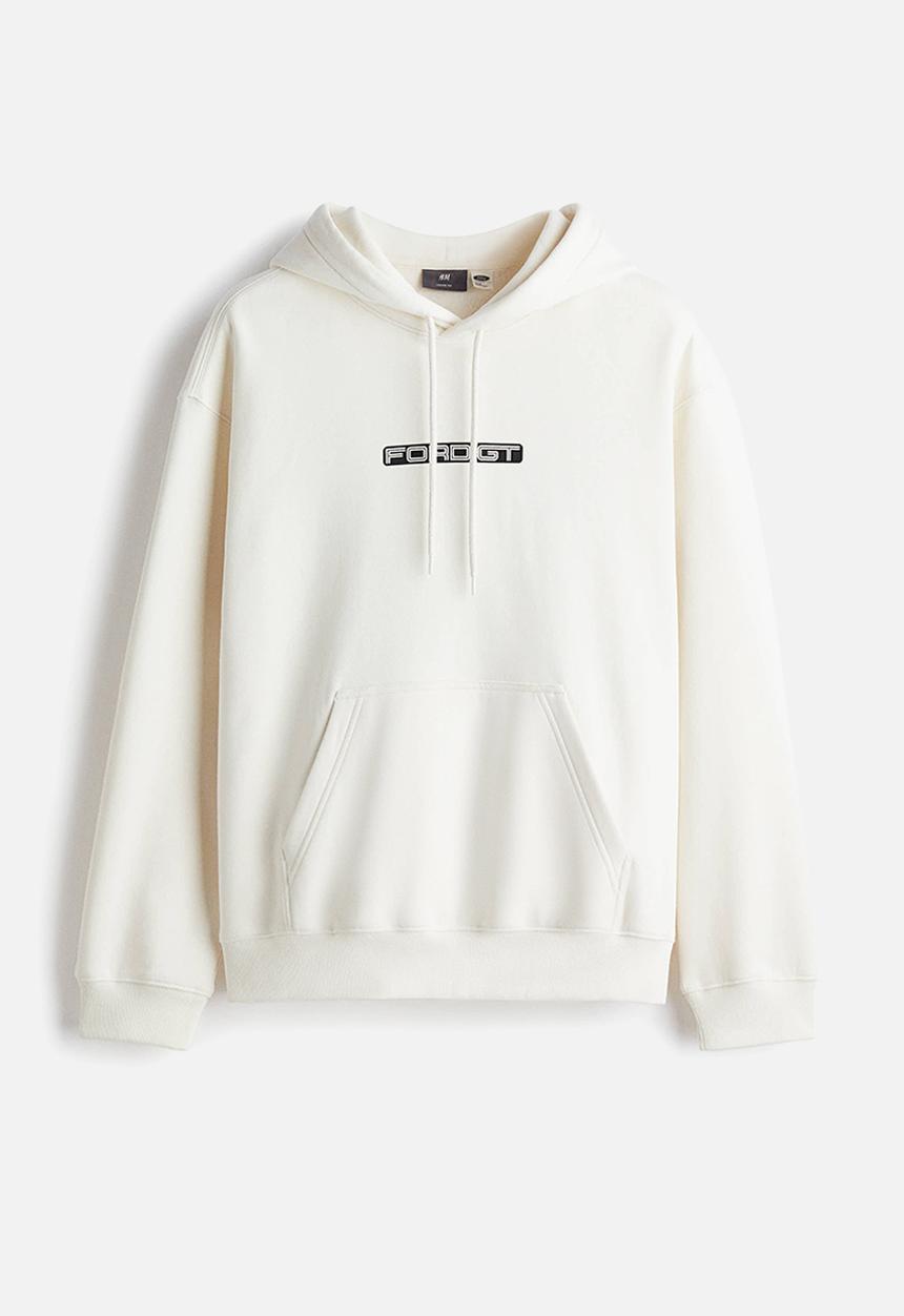 H&M - Loose fit printed hoodie - white/ford