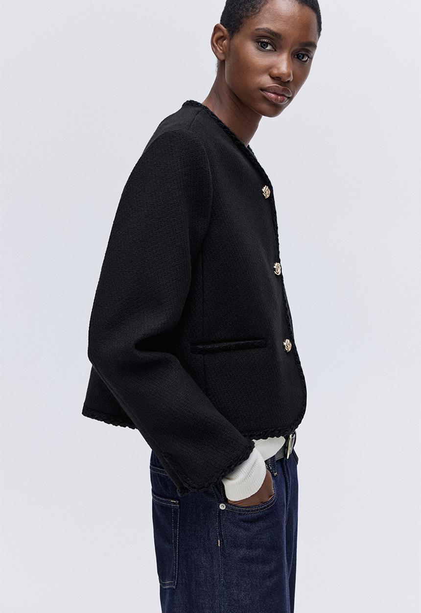 Boucle jacket - black - 1293054003