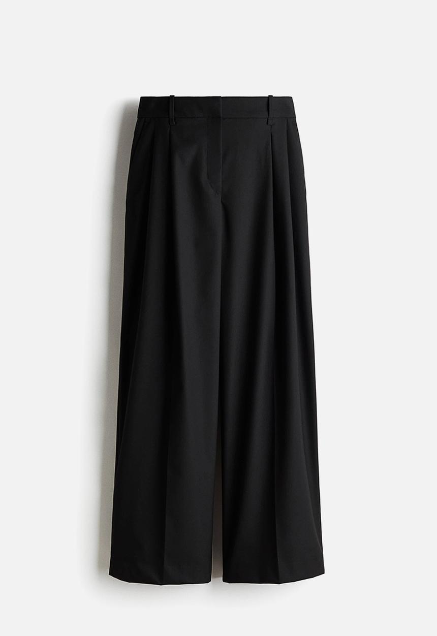 H&M - Wide tailored trousers - black