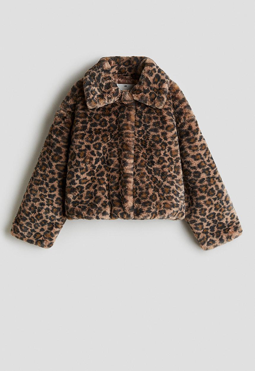 Fluffy jacket - beige/leopard print - 1294353002