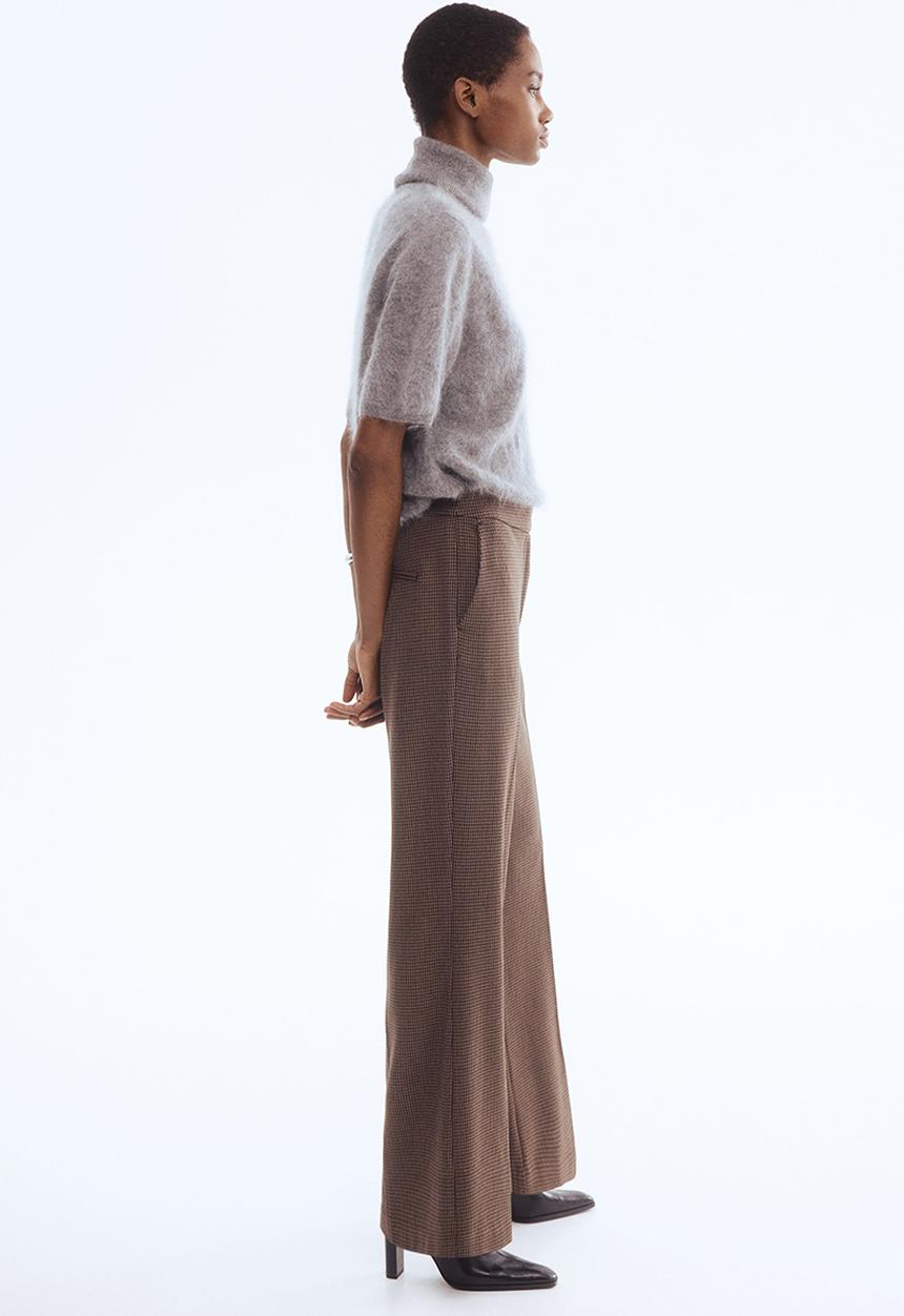 H&M - Bootcut trousers - dark beige/dogtooth pattern