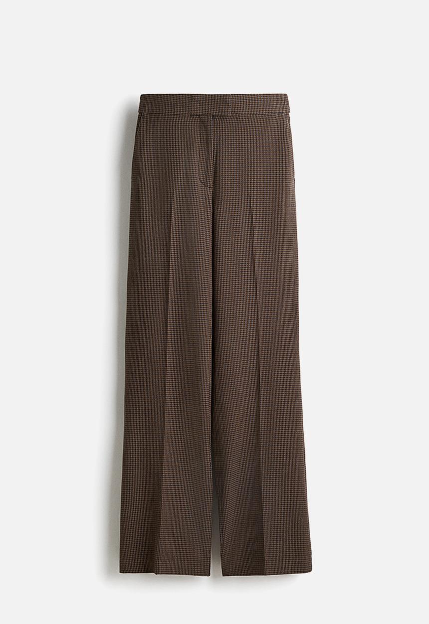H&M - Bootcut trousers - dark beige/dogtooth pattern