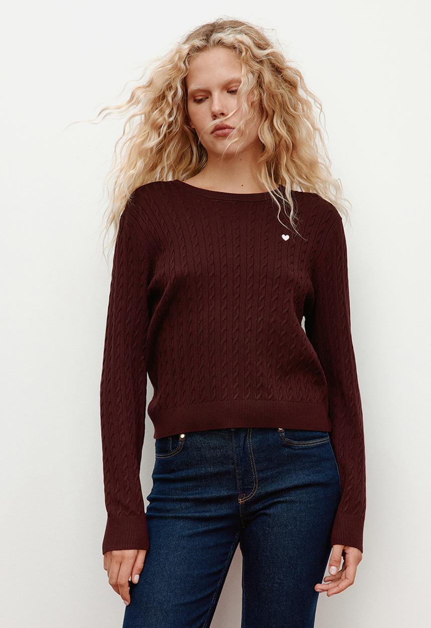 H&M - Cable-knit jumper - burgundy