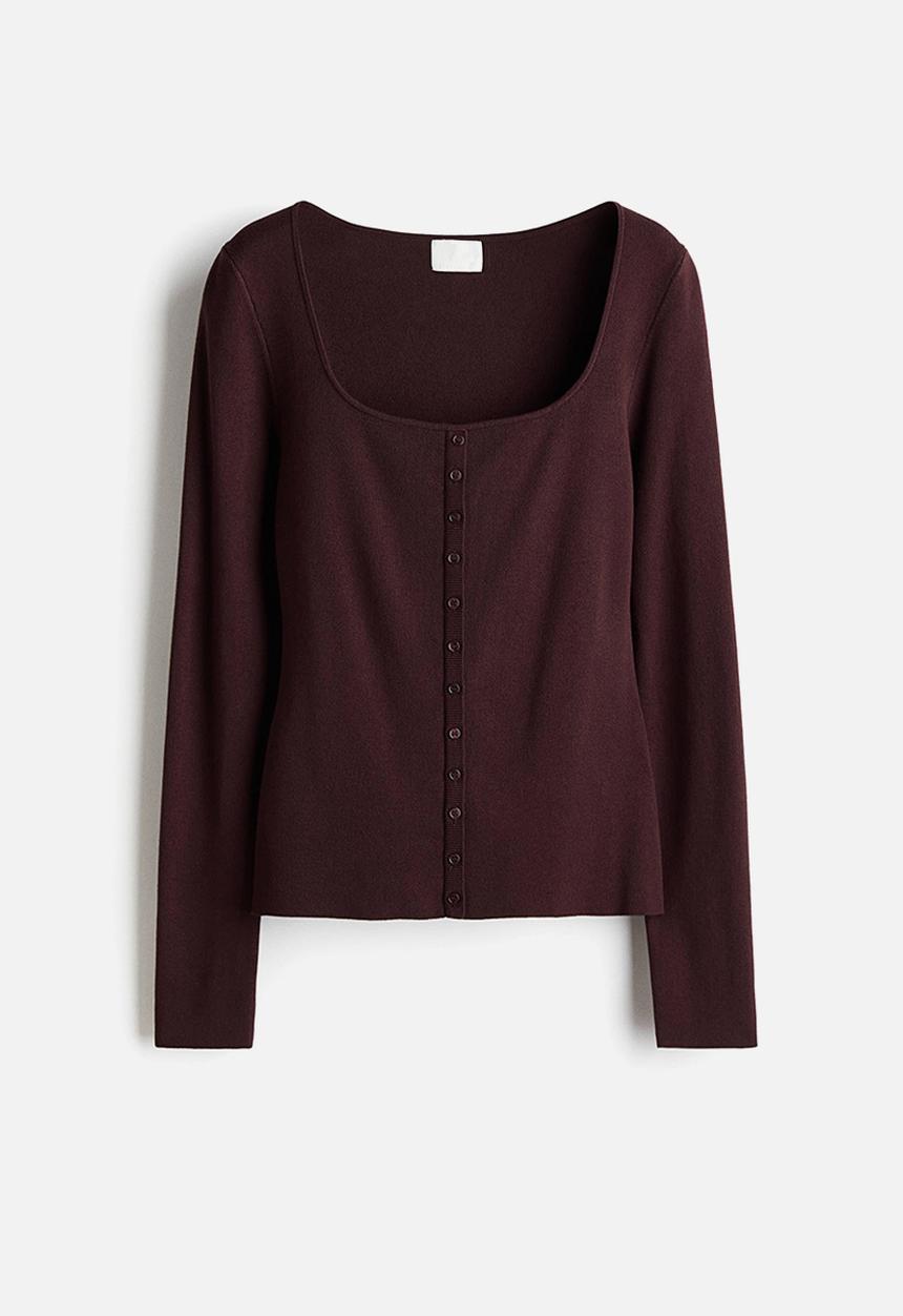 H&M - Square-neck top - burgundy