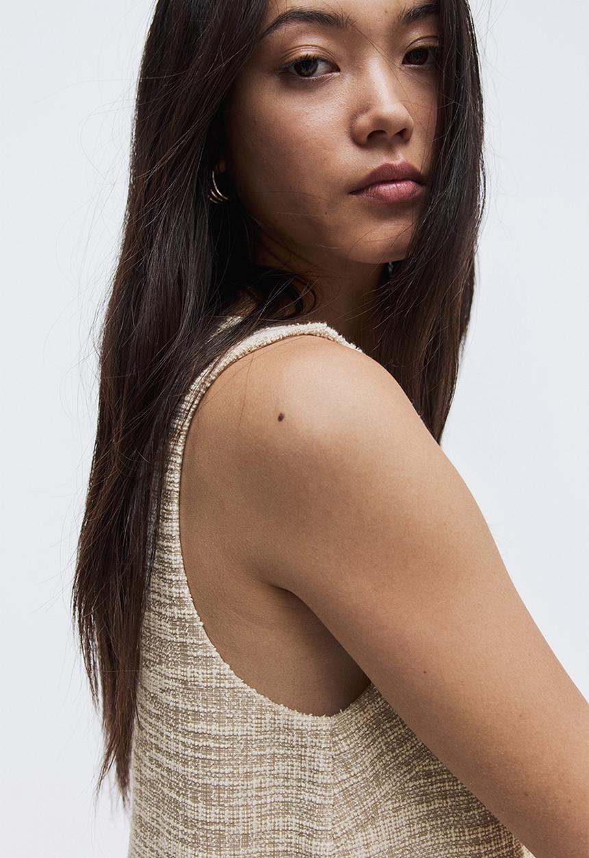 H&M - Jacquard-weave dress - light beige