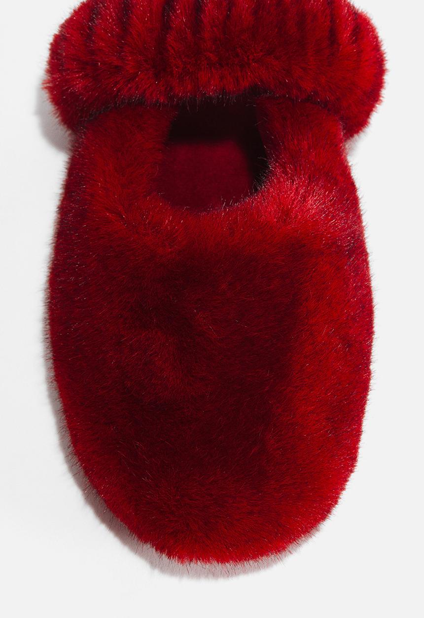 H&M - Fluffy slippers - dark red