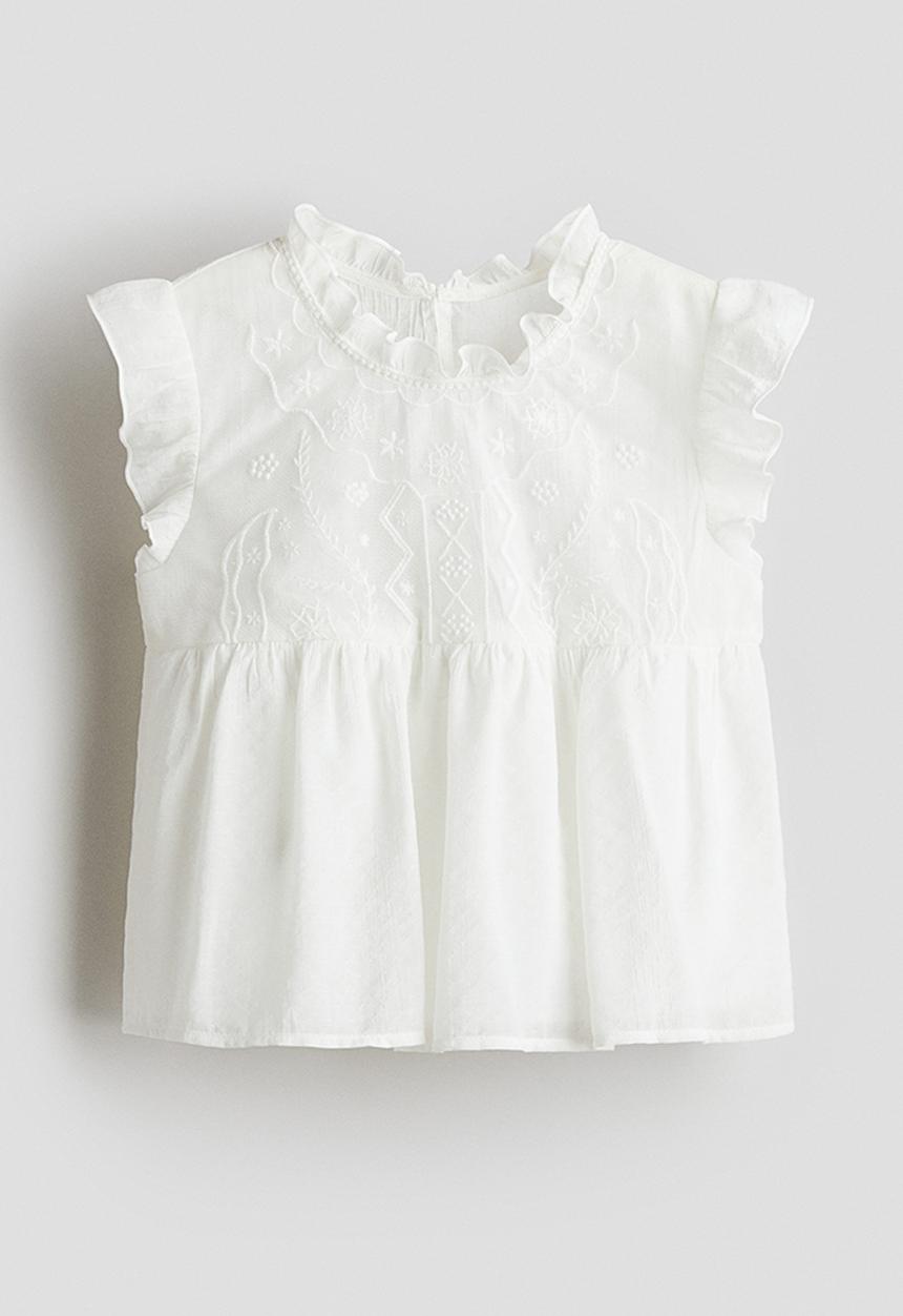 H&M - Lace-inset blouse - white
