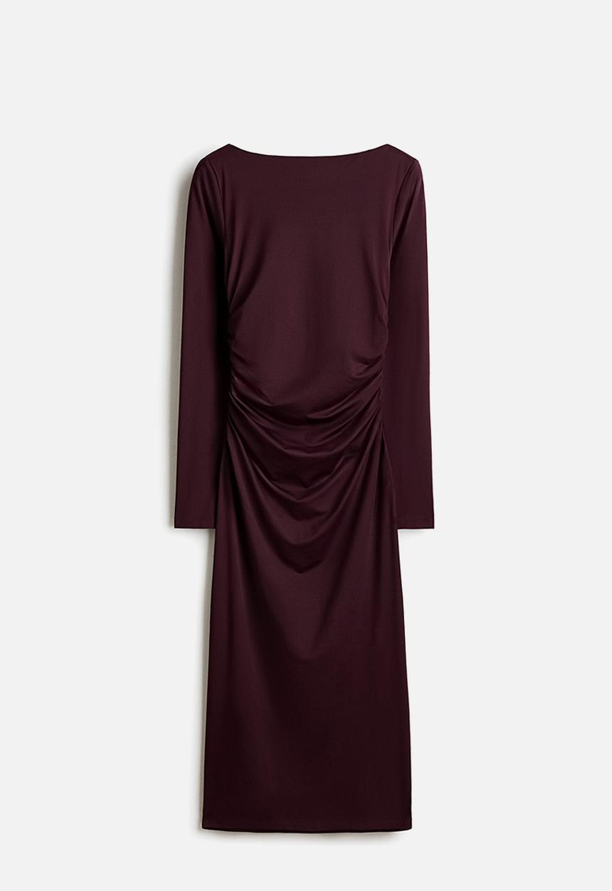 H&M - Draped bodycon dress - burgundy