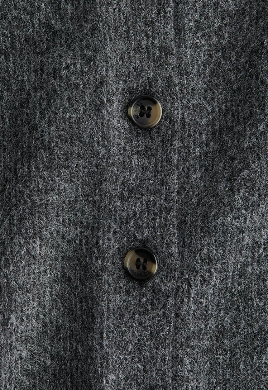 H&M - Short-sleeved collared cardigan - dark grey marl