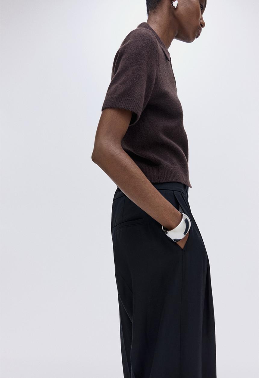 H&M - Short-sleeved collared cardigan - dark brown