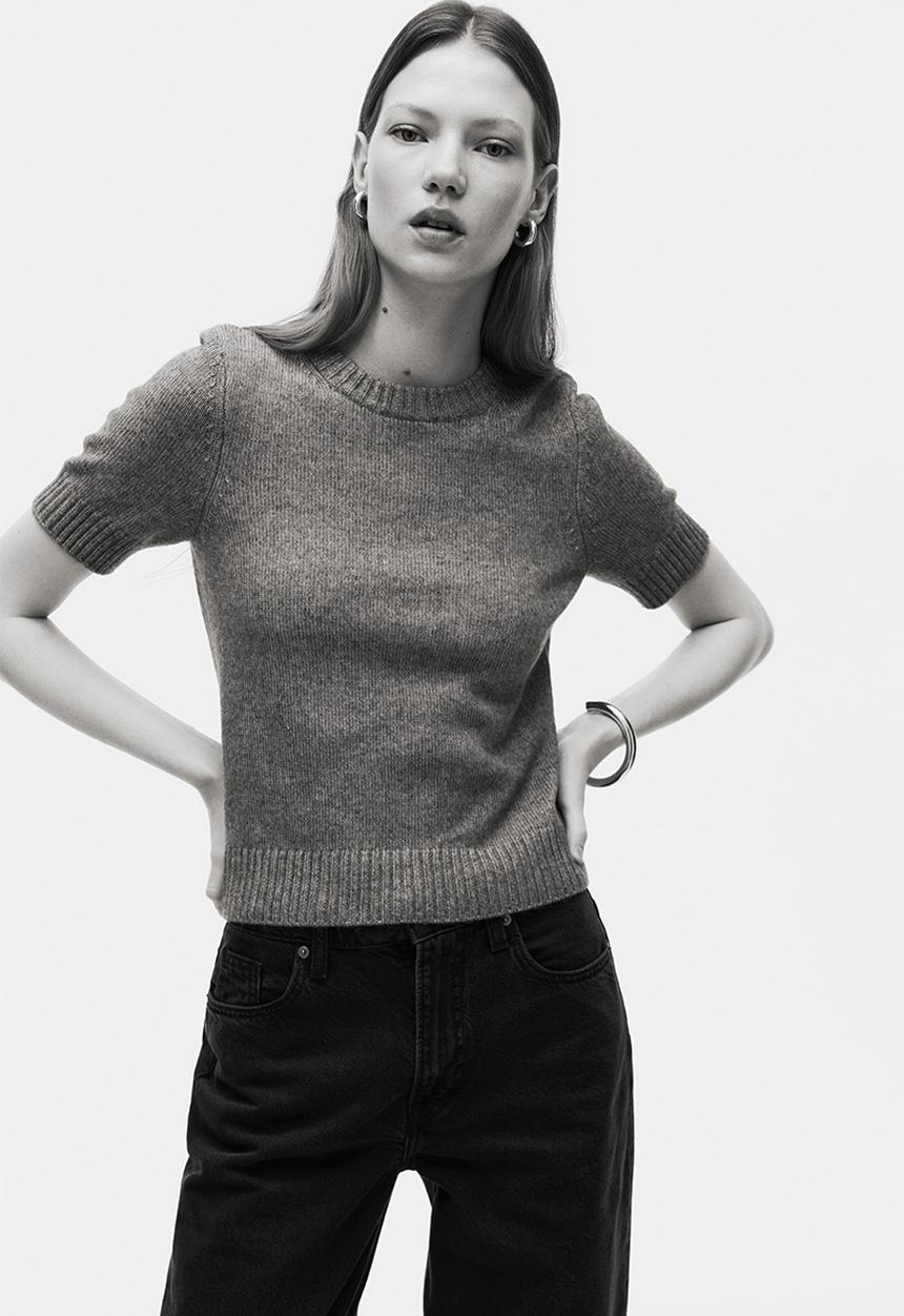 H&M - Short-sleeved jumper - grey marl