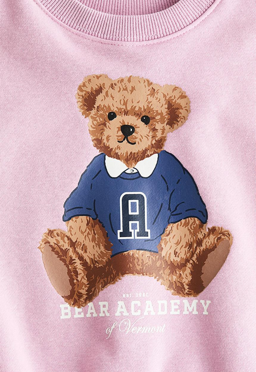 H&M - Printed brushed-inside sweatshirt - pink/bear academy