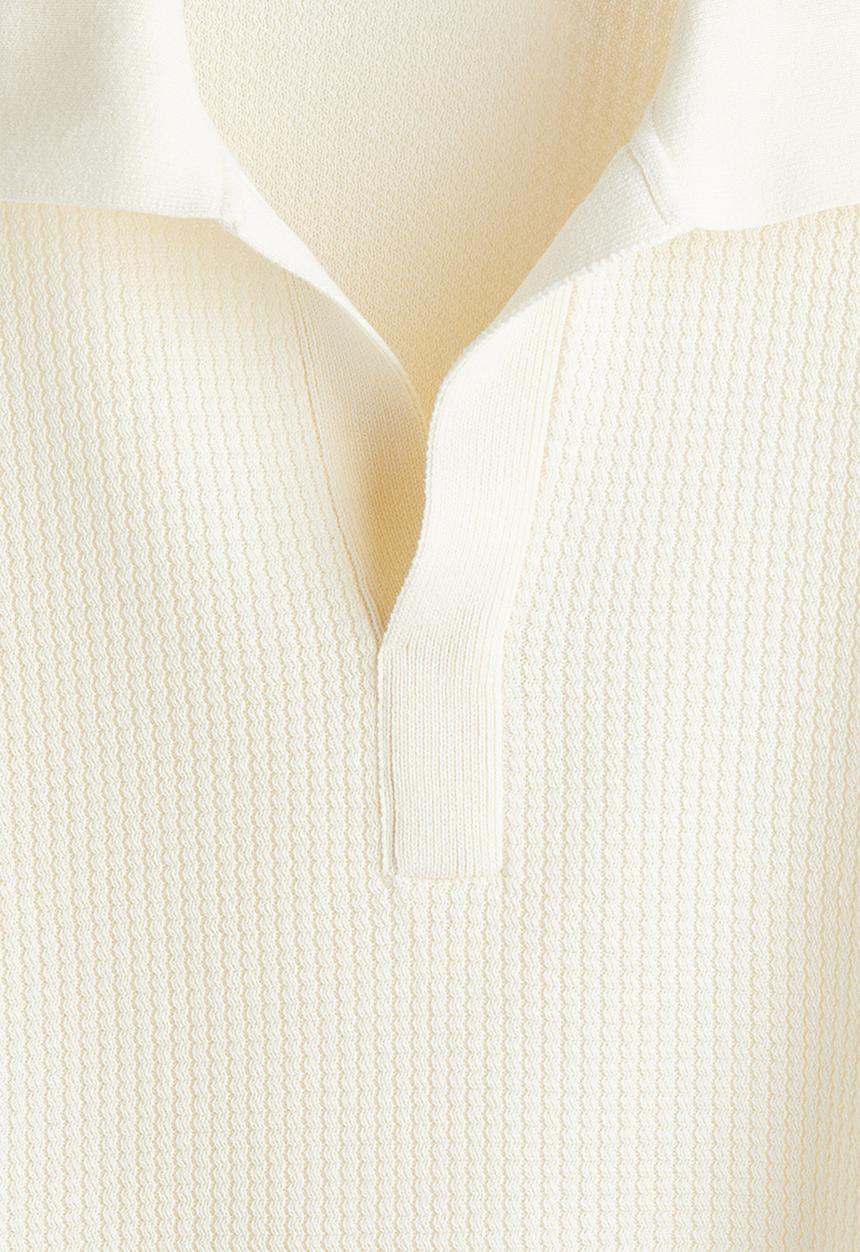 H&M - Regular fit knitted polo shirt - cream