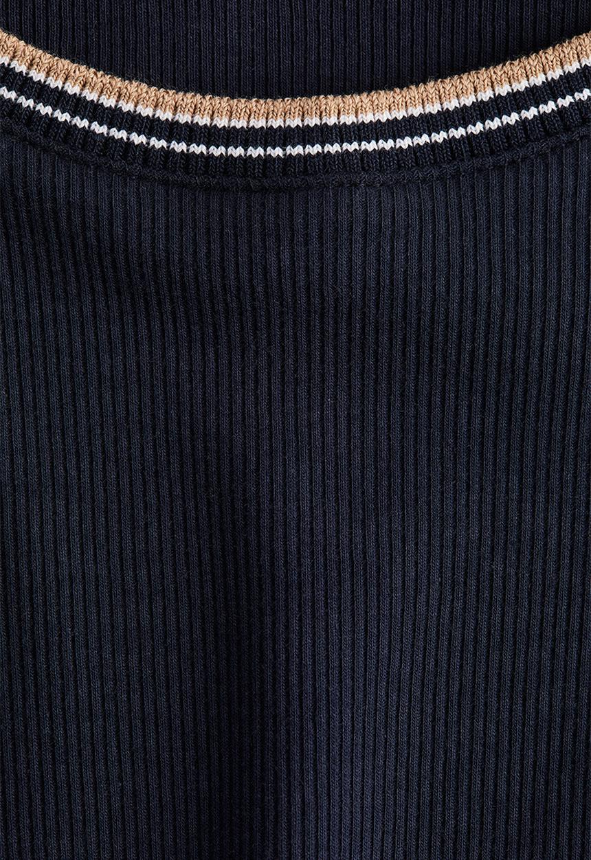 H&M - Rib-knit T-shirt - navy blue