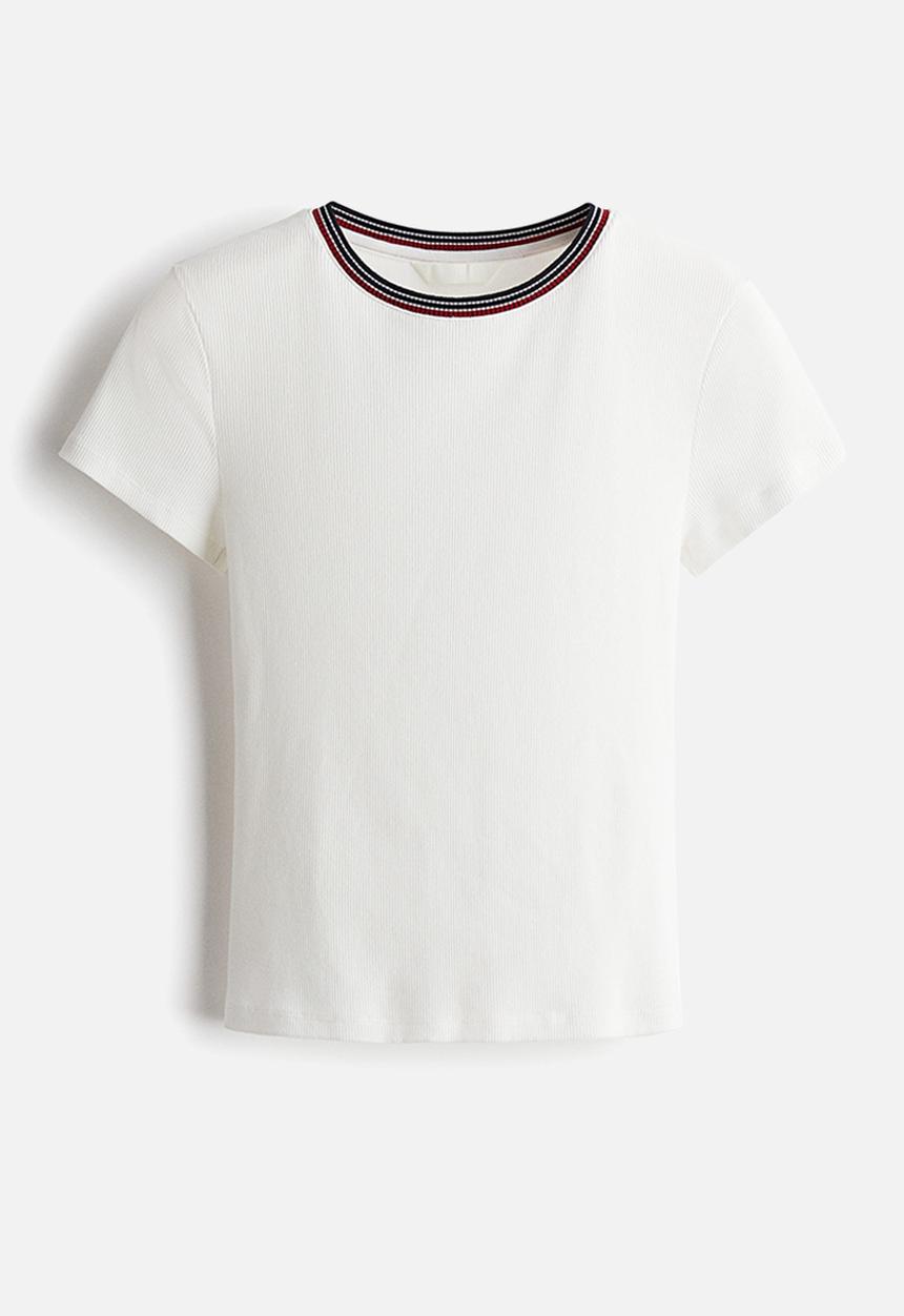 H&M - Rib-knit T-shirt - white