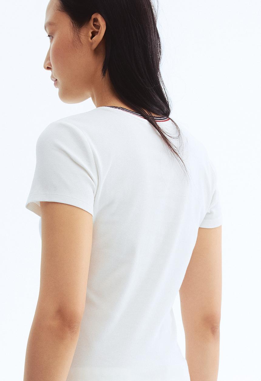 H&M - Rib-knit T-shirt - white